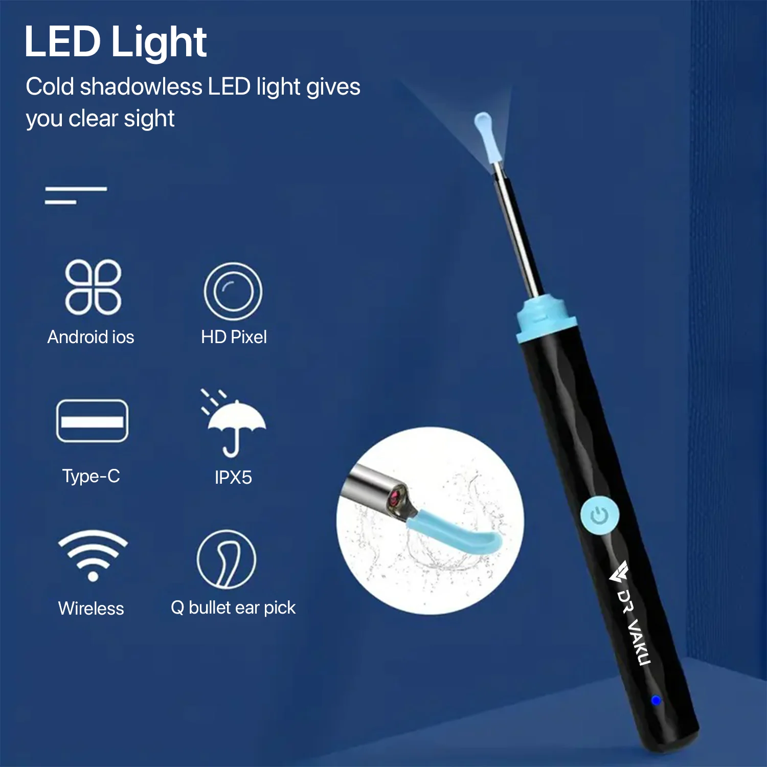 DR VAKU ® Earocam Earwax Removal Tool with 1080p Wireless Camera Waterproof Visual Ear Scope - Image 2