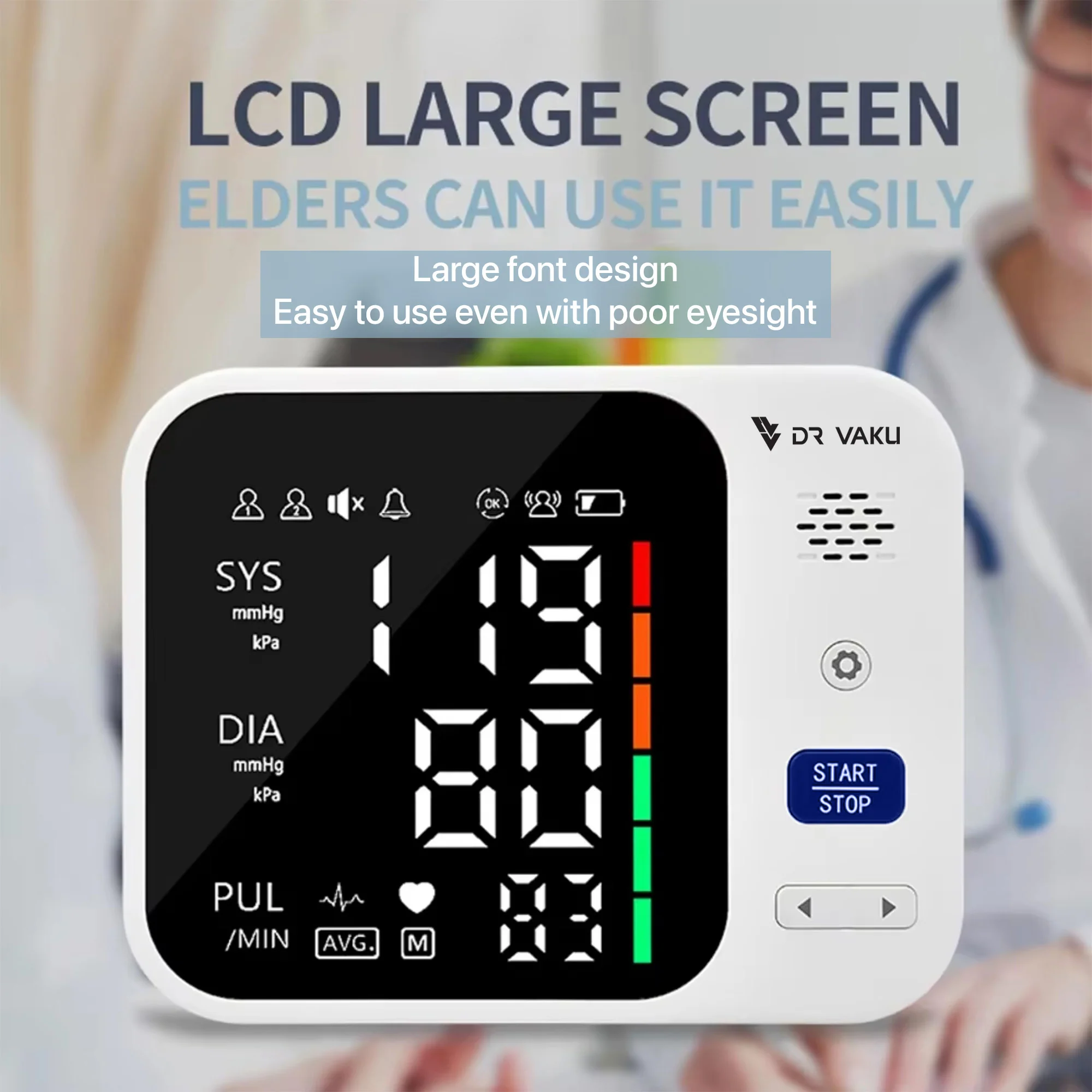 DR VAKU ® BP Monitor Fully Automatic Blood Pressure Machine with Talking Function - Image 5