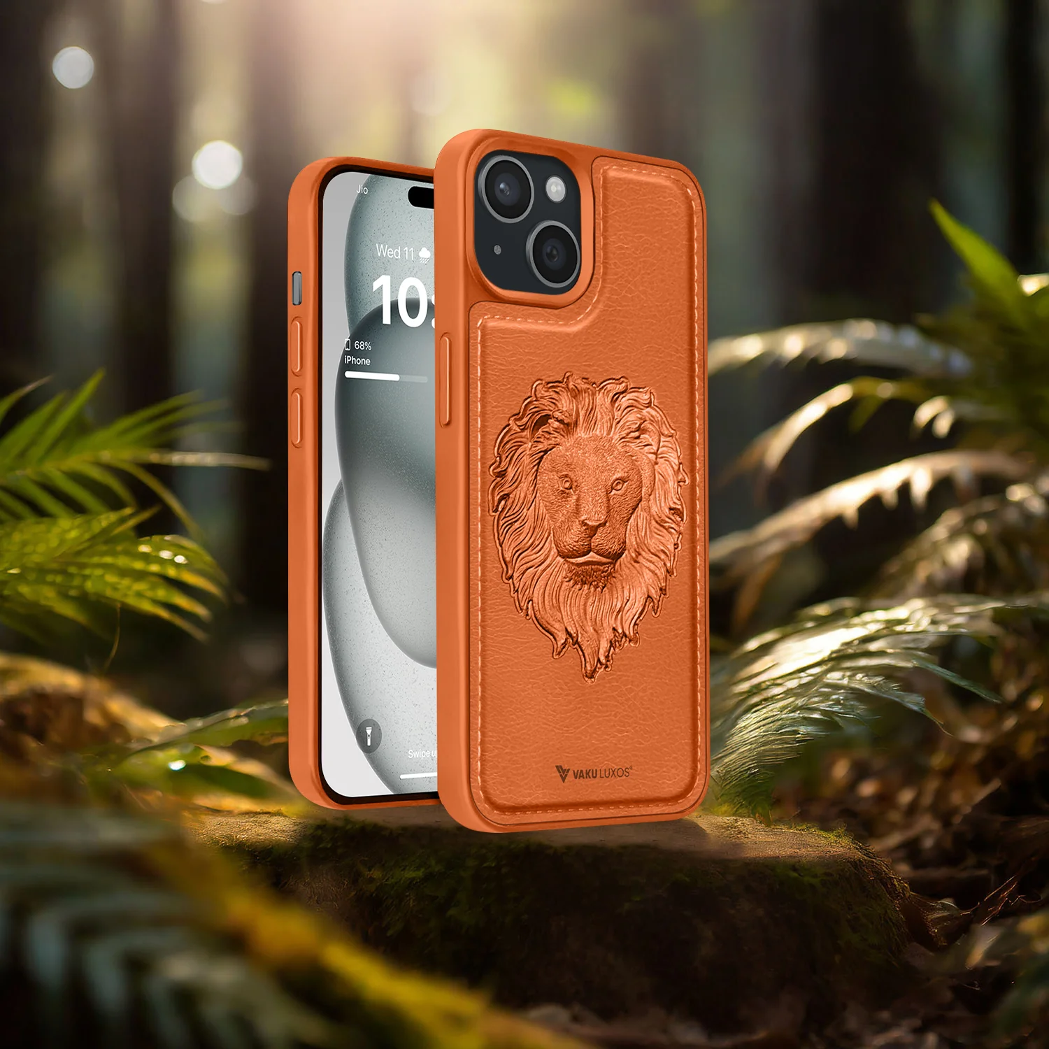Vaku ® Apple iPhone 15 Lion Embossed Luxury Designer Leather Back Cover - Image 13