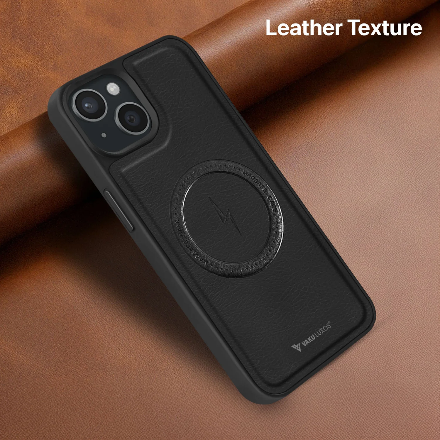 Vaku ® Apple iPhone 15 Maxtron Leather Stitched Magnetic Magsafe Back Cover - Image 9