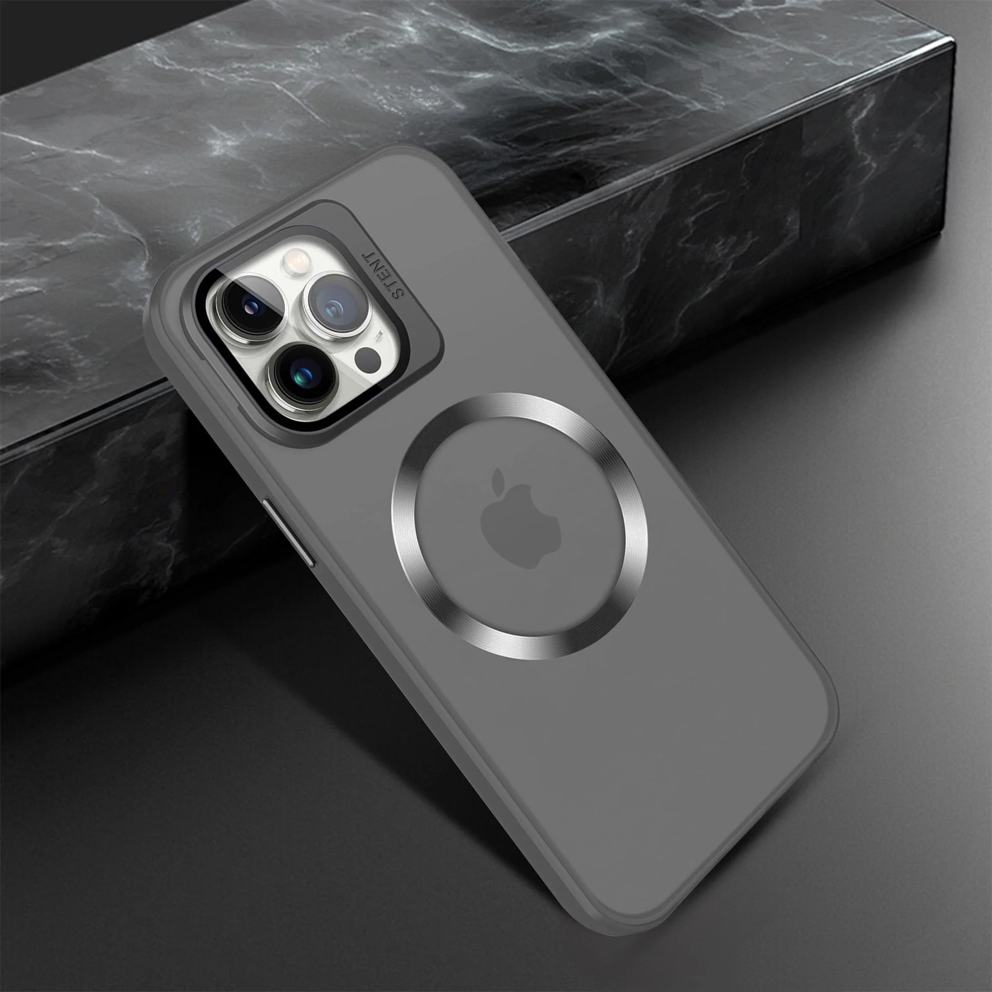 Vaku ® Apple iPhone 15 Pro Rime Frosted Magnetic Magpro Translucent Back Cover - Image 2