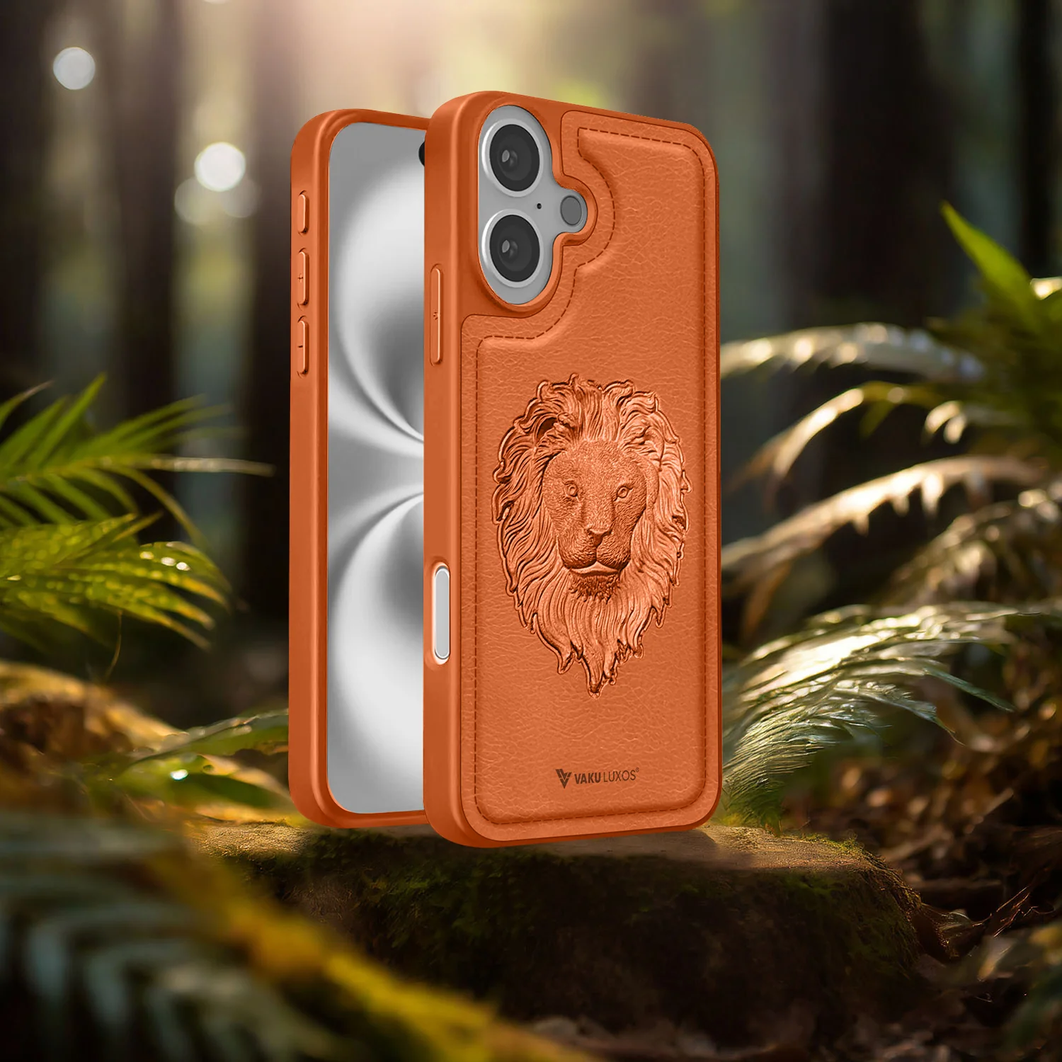 Vaku ® Apple iPhone 16 Lion Embossed Luxury Designer Leather Back Cover - Image 13