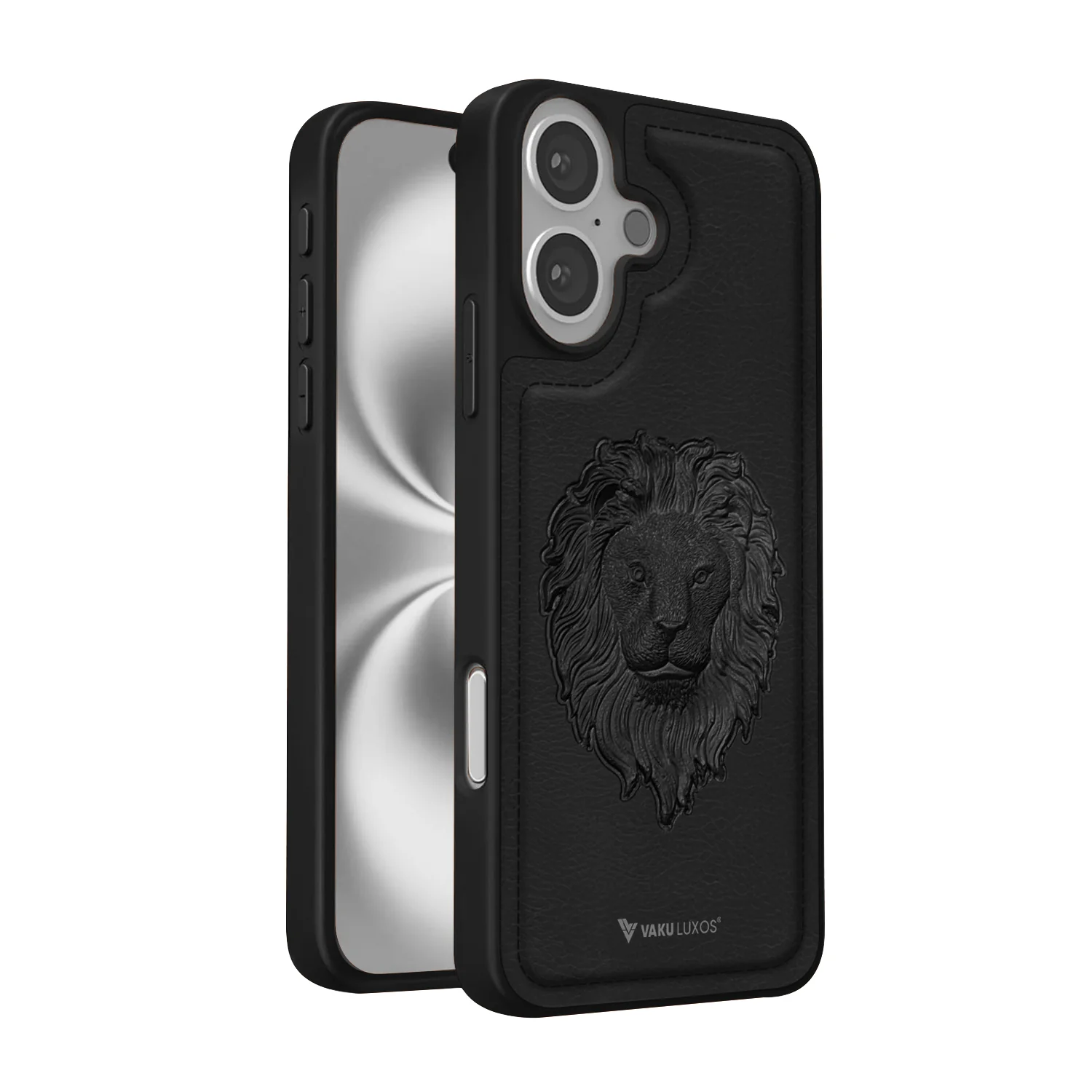 Vaku ® Apple iPhone 16 Lion Embossed Luxury Designer Leather Back Cover - Image 2