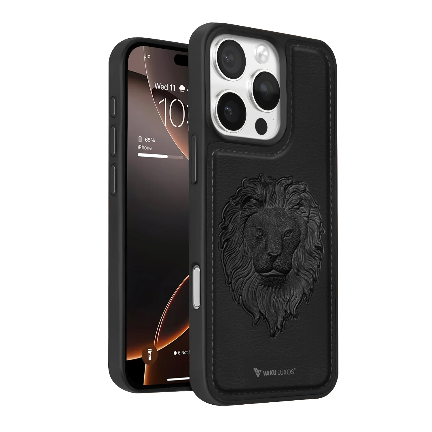 Vaku ® Apple iPhone 16 Pro Max Lion Embossed Luxury Designer Leather Back Cover - Image 7
