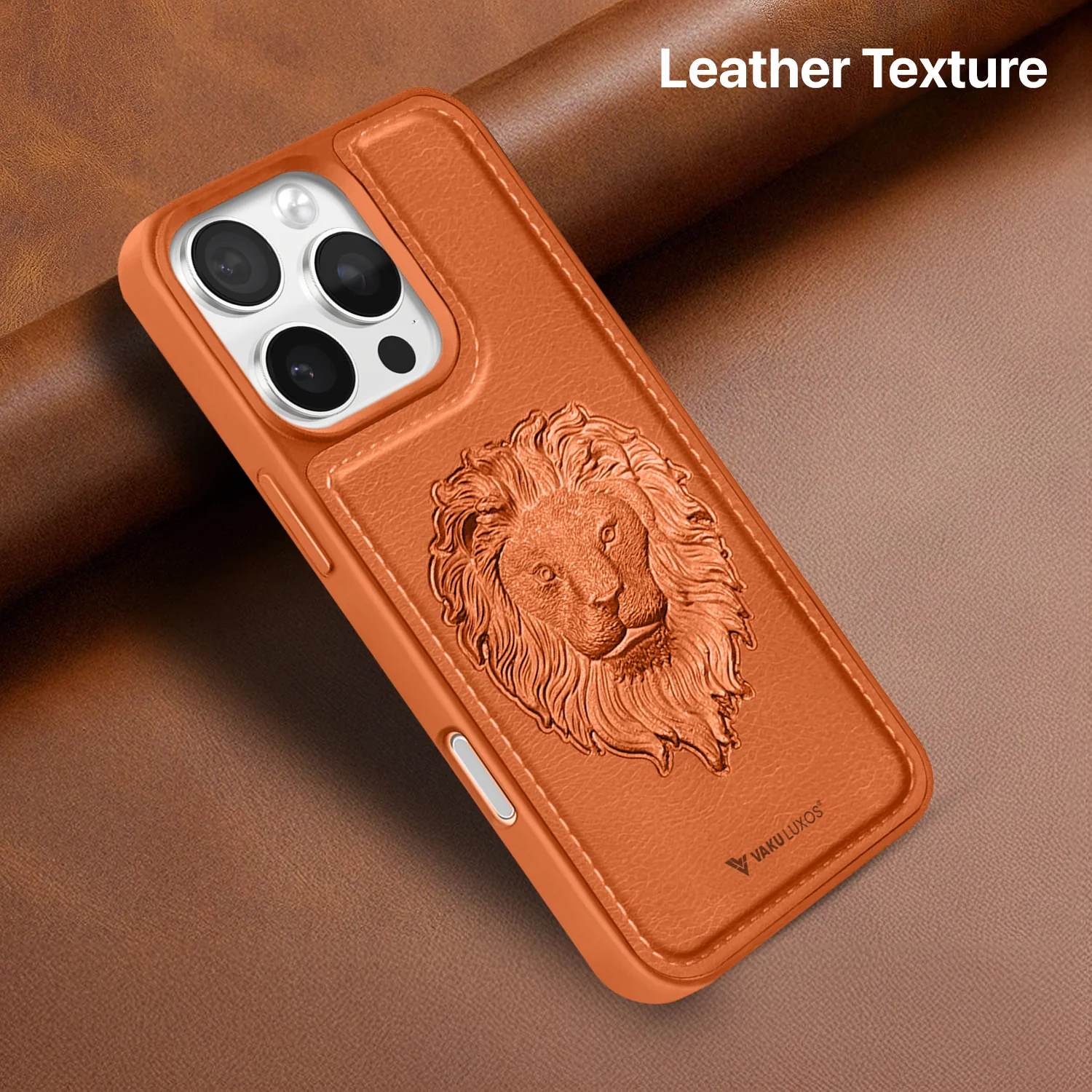 Vaku ® Apple iPhone 16 Pro Max Lion Embossed Luxury Designer Leather Back Cover - Image 8