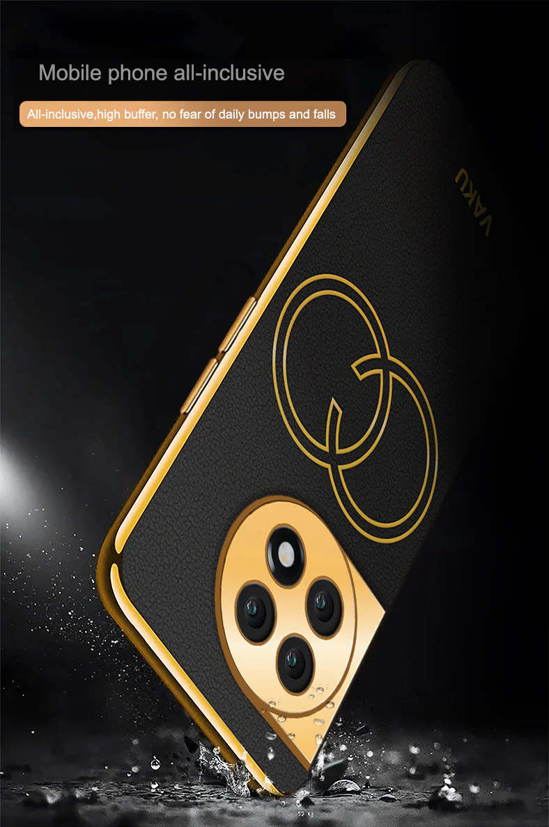 VakuĀ® OnePlus 11 Skylar Series Leather Stitched Gold Electroplated Soft TPU Back Cover - Image 7