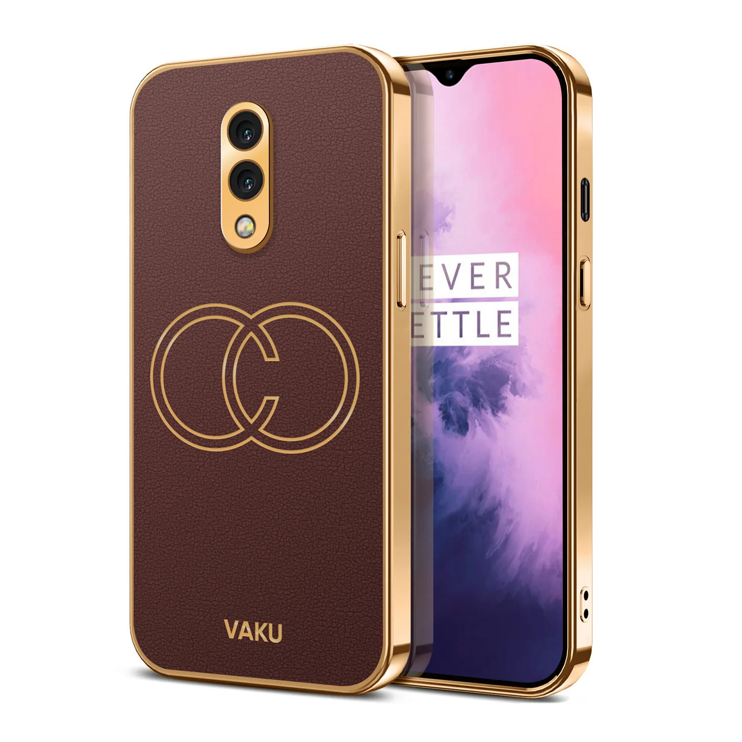 VakuĀ® Oneplus 7 Skylar Leather Pattern Gold Electroplated Soft TPU Back Cover - Image 13