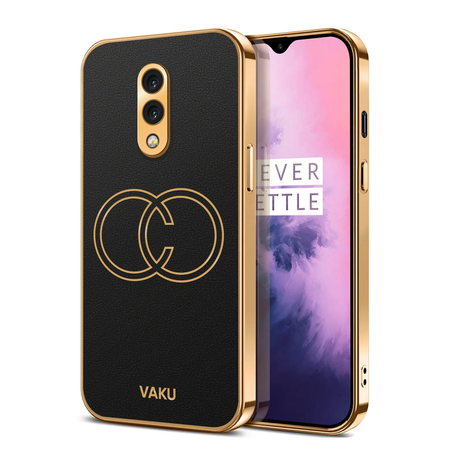 VakuĀ® Oneplus 7 Skylar Leather Pattern Gold Electroplated Soft TPU Back Cover - Image 4