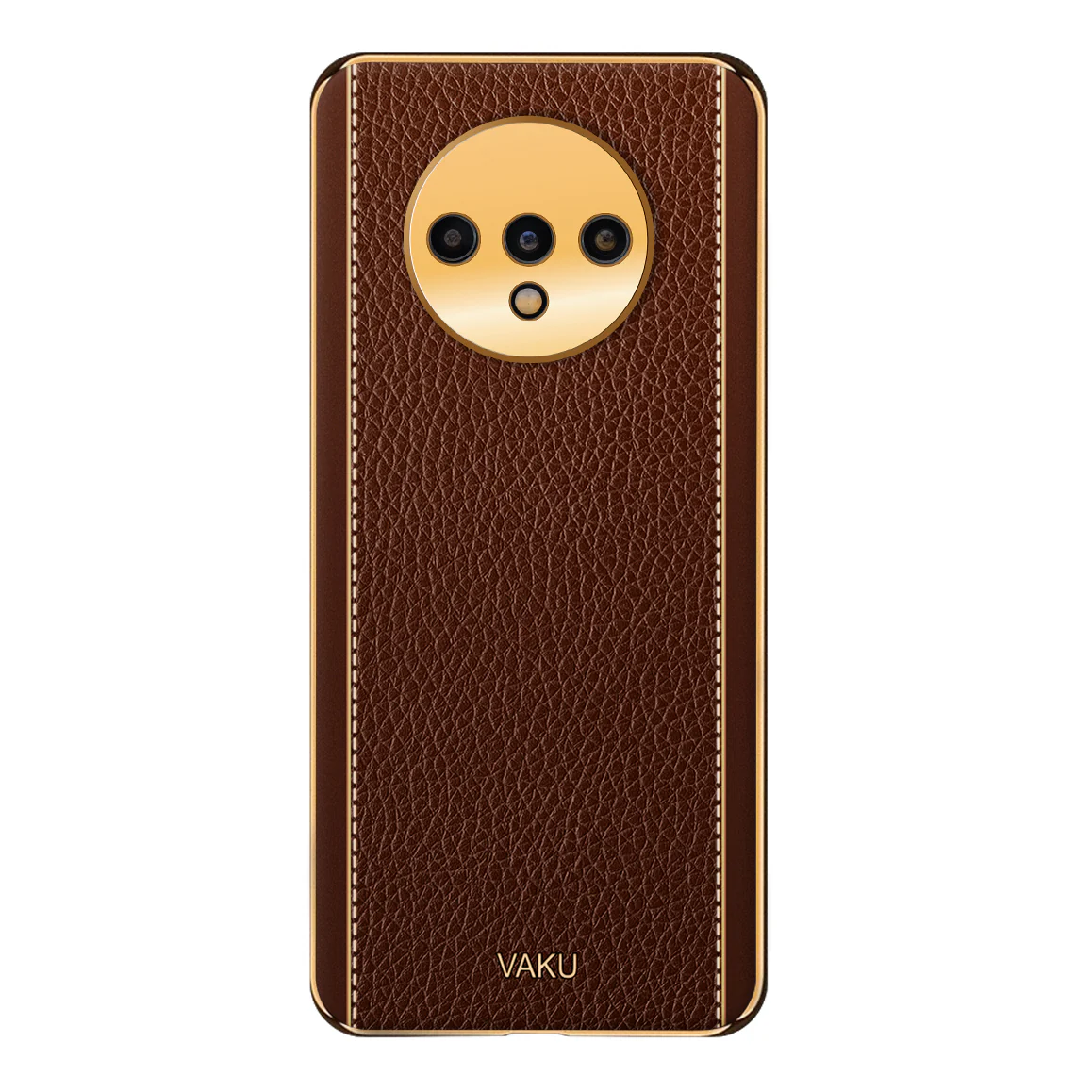 VakuĀ® Oneplus 7T Luxemberg Leather Stitched Gold Electroplated Soft TPU Back Cover - Image 7
