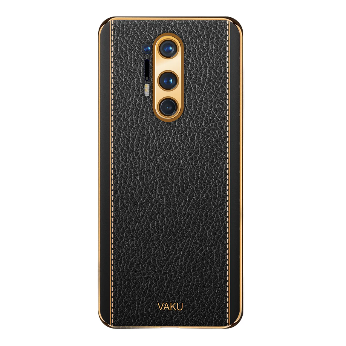 VakuĀ® OnePlus 8 Pro Luxemberg Series Leather Stitched Gold Electroplated Soft TPU Back Cover - Image 9