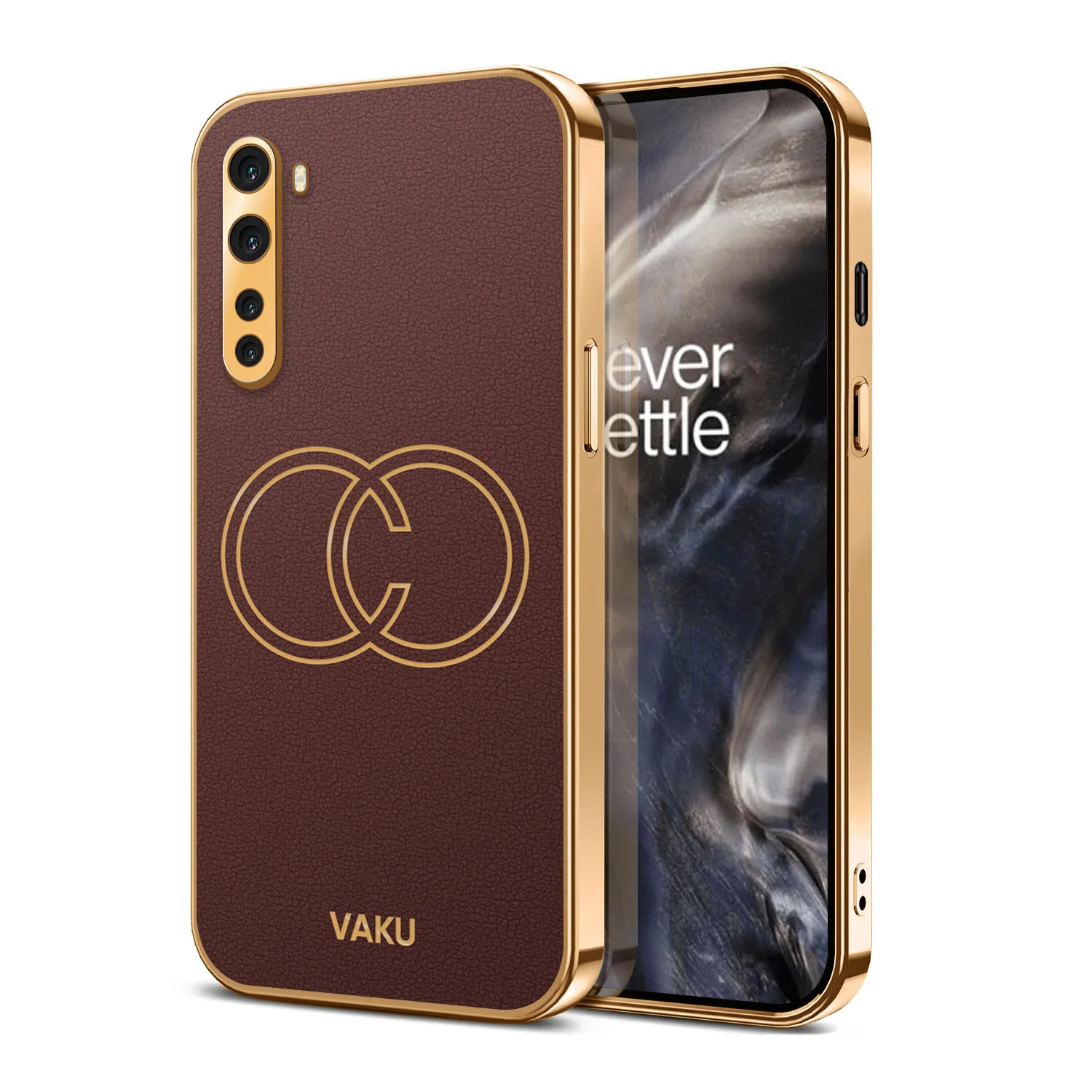VakuĀ® Oneplus Nord 4G Skylar Leather Pattern Gold Electroplated Soft TPU Back Cover - Image 4