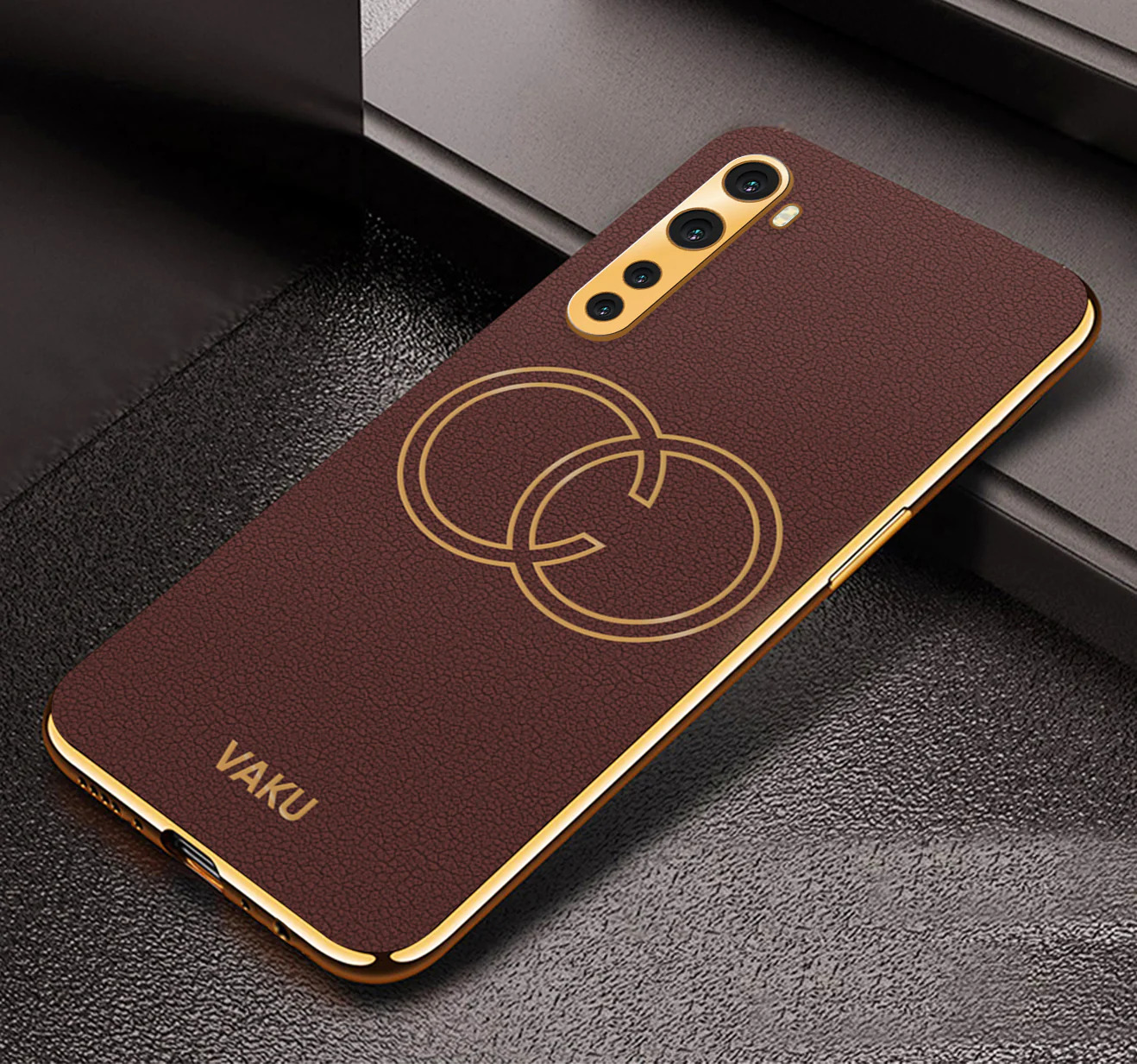 VakuĀ® Oneplus Nord 4G Skylar Leather Pattern Gold Electroplated Soft TPU Back Cover - Image 7