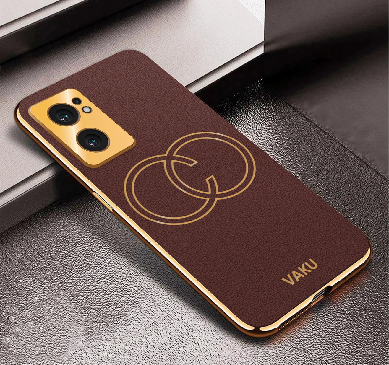 Vaku® OnePlus Nord CE 2 5G Skylar Leather Pattern Gold Electroplated Soft TPU Back Cover - Image 4