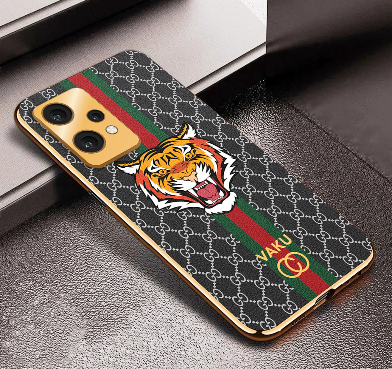 VakuĀ® OnePlus Nord CE 2 Lite 5G Lynx Designer Leather Pattern Gold Electroplated Soft TPU Back Cover Case - Image 10