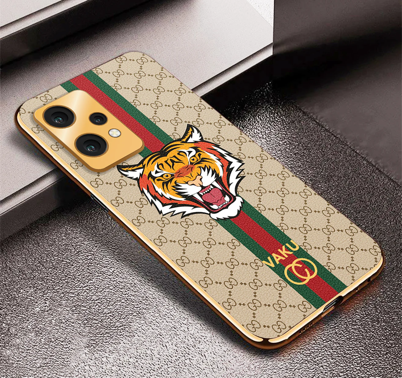 VakuĀ® OnePlus Nord CE 2 Lite 5G Lynx Designer Leather Pattern Gold Electroplated Soft TPU Back Cover Case - Image 6