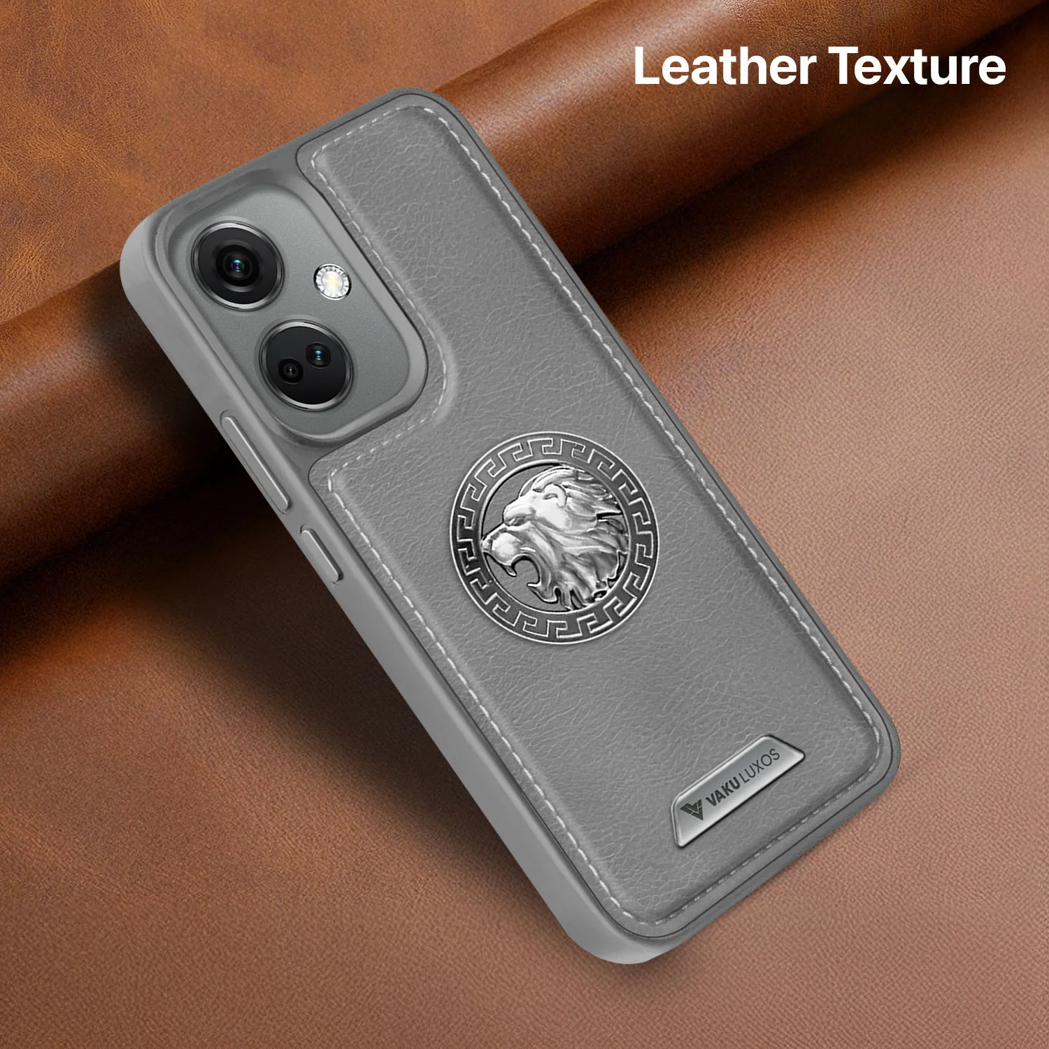 Vaku ® OnePlus Nord CE 3 5G Regal Shield Metal Lion Engraved Leather Back Cover - Image 5