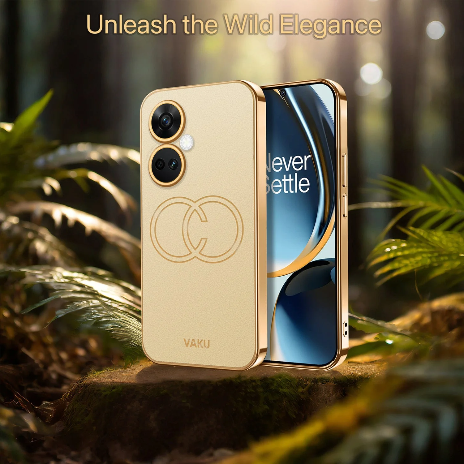 VakuĀ® OnePlus Nord CE 3 5G Skylar Leather Pattern Gold Electroplated Soft TPU Back Cover - Image 12