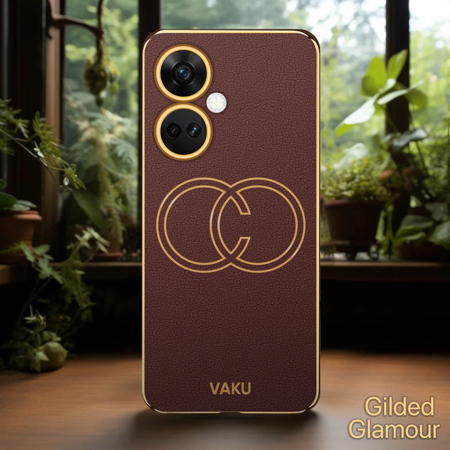 VakuĀ® OnePlus Nord CE 3 5G Skylar Leather Pattern Gold Electroplated Soft TPU Back Cover - Image 13