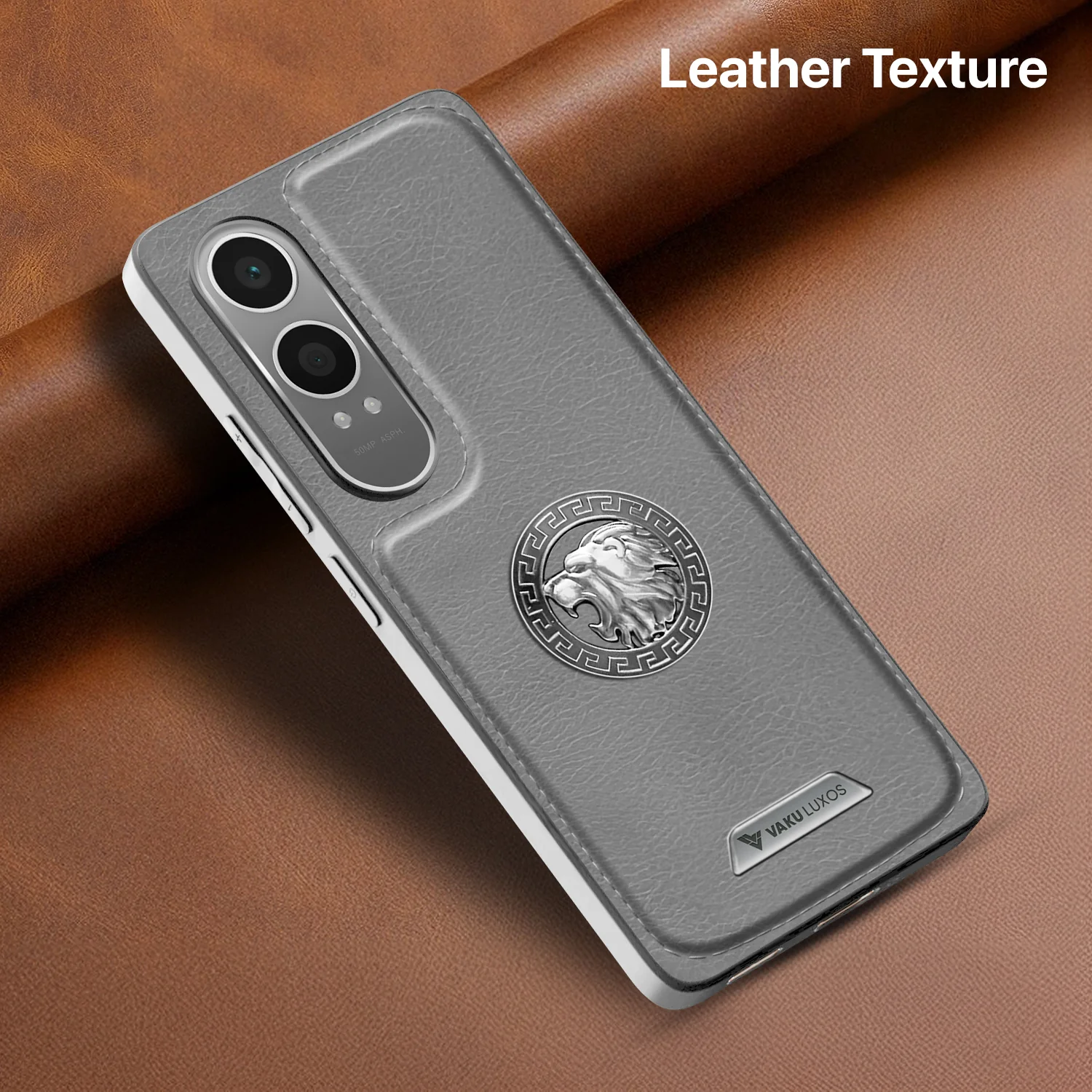 Vaku ® OnePlus Nord CE4 Lite 5G Regal Shield Metal Lion Engraved Leather Back Cover - Image 7