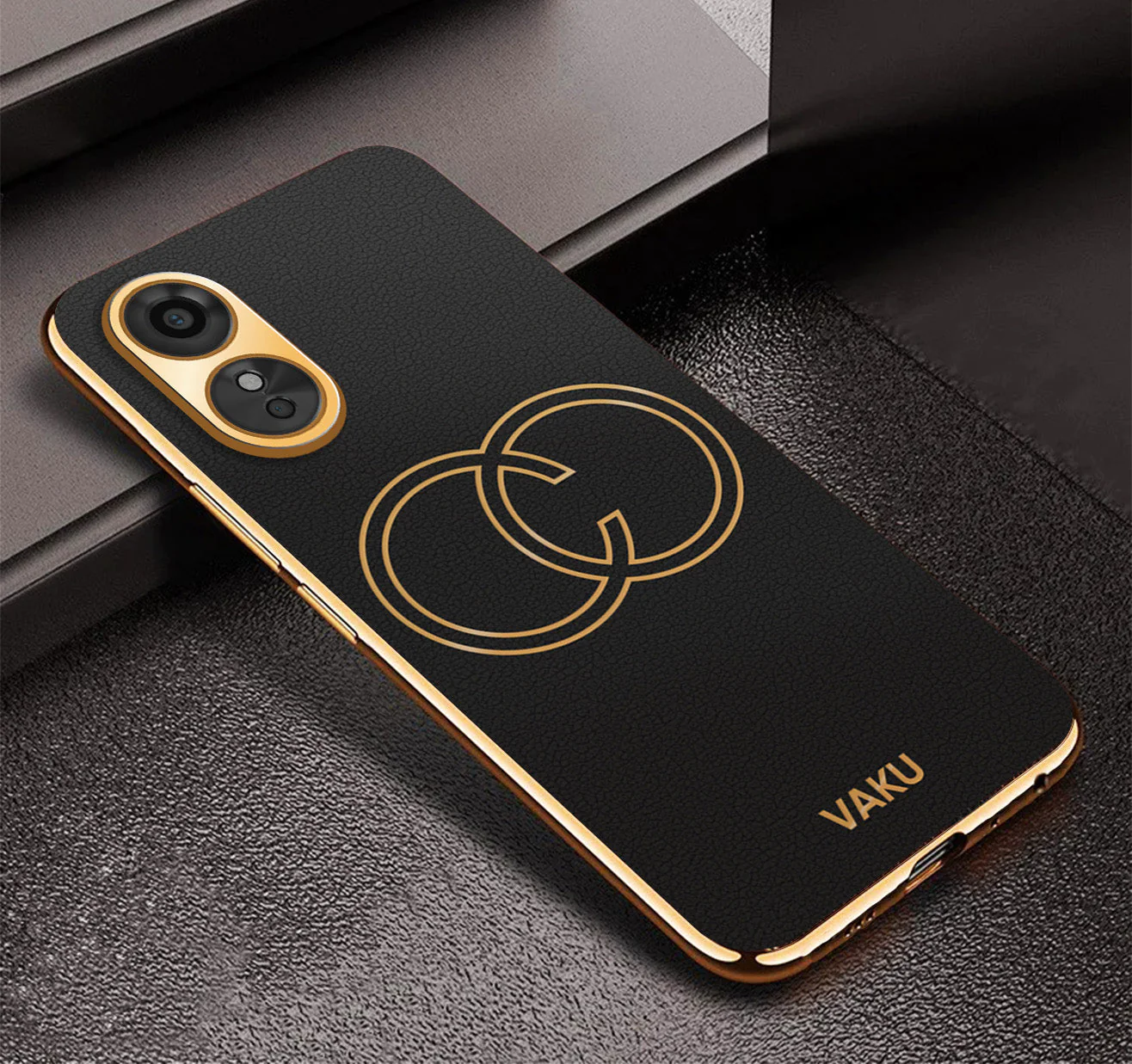 VakuĀ® Oppo A17 Skylar Leather Pattern Gold Electroplated Soft TPU Back Cover - Image 15