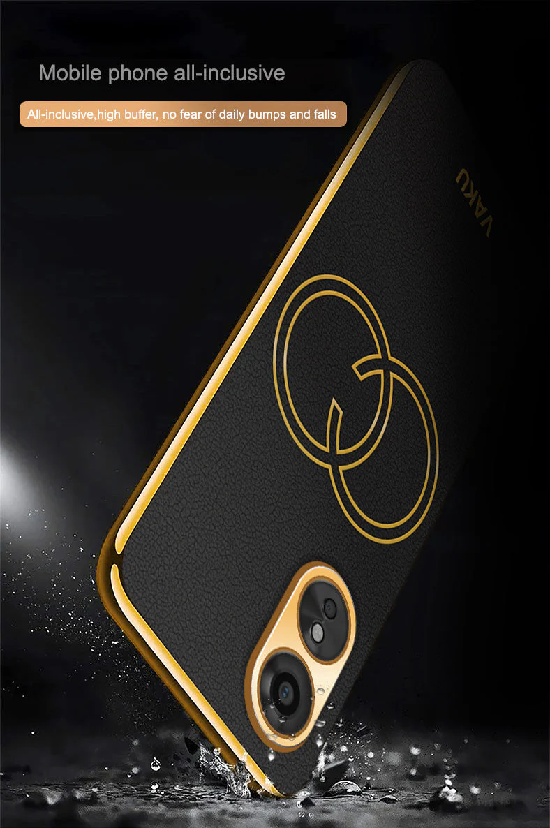 VakuĀ® Oppo A17 Skylar Leather Pattern Gold Electroplated Soft TPU Back Cover - Image 16