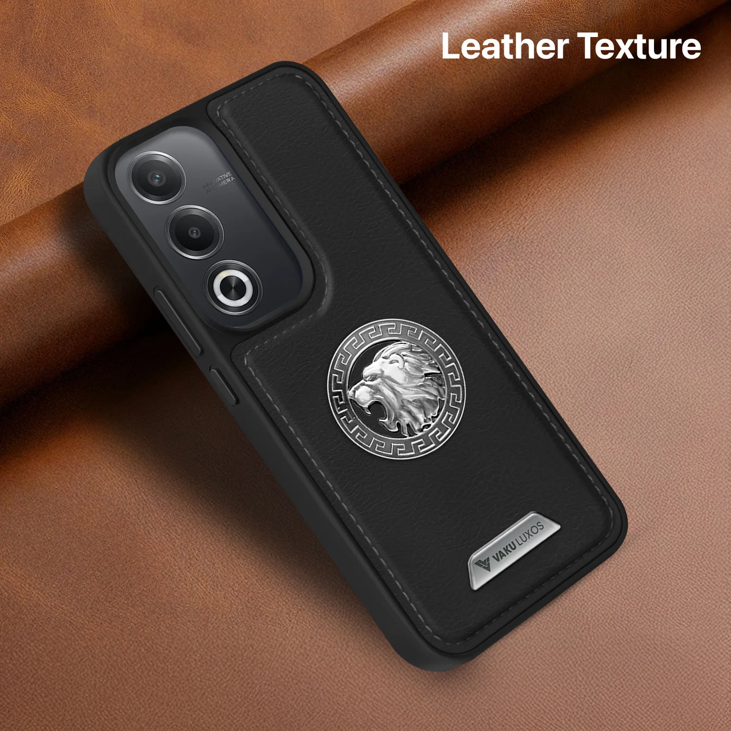Vaku ® Oppo A3 Pro 5G Regal Shield Metal Lion Engraved Leather Back Cover - Image 11