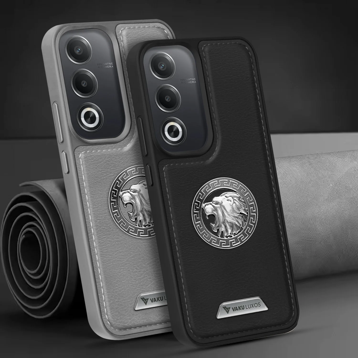 Vaku ® Oppo A3 Pro 5G Regal Shield Metal Lion Engraved Leather Back Cover - Image 15