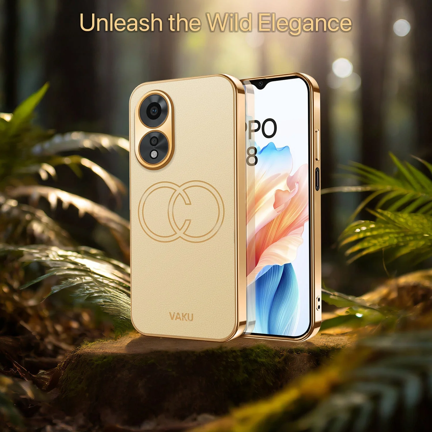 VakuĀ® Oppo A38 Skylar Leather Pattern Gold Electroplated Soft TPU Back Cover - Image 10