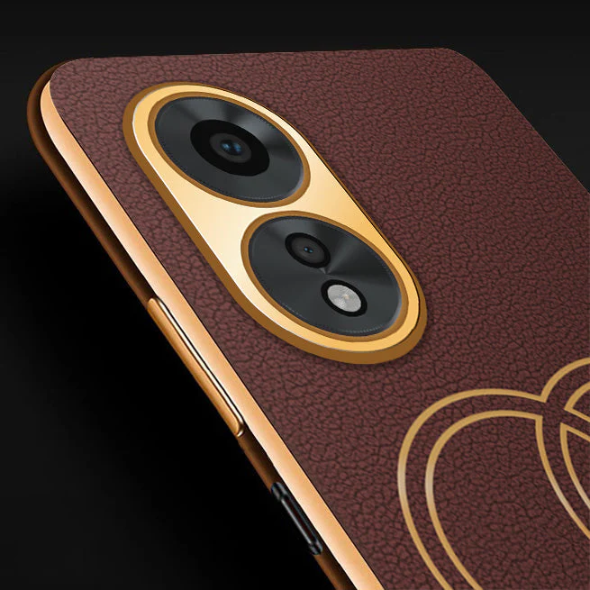 VakuĀ® Oppo A38 Skylar Leather Pattern Gold Electroplated Soft TPU Back Cover - Image 16