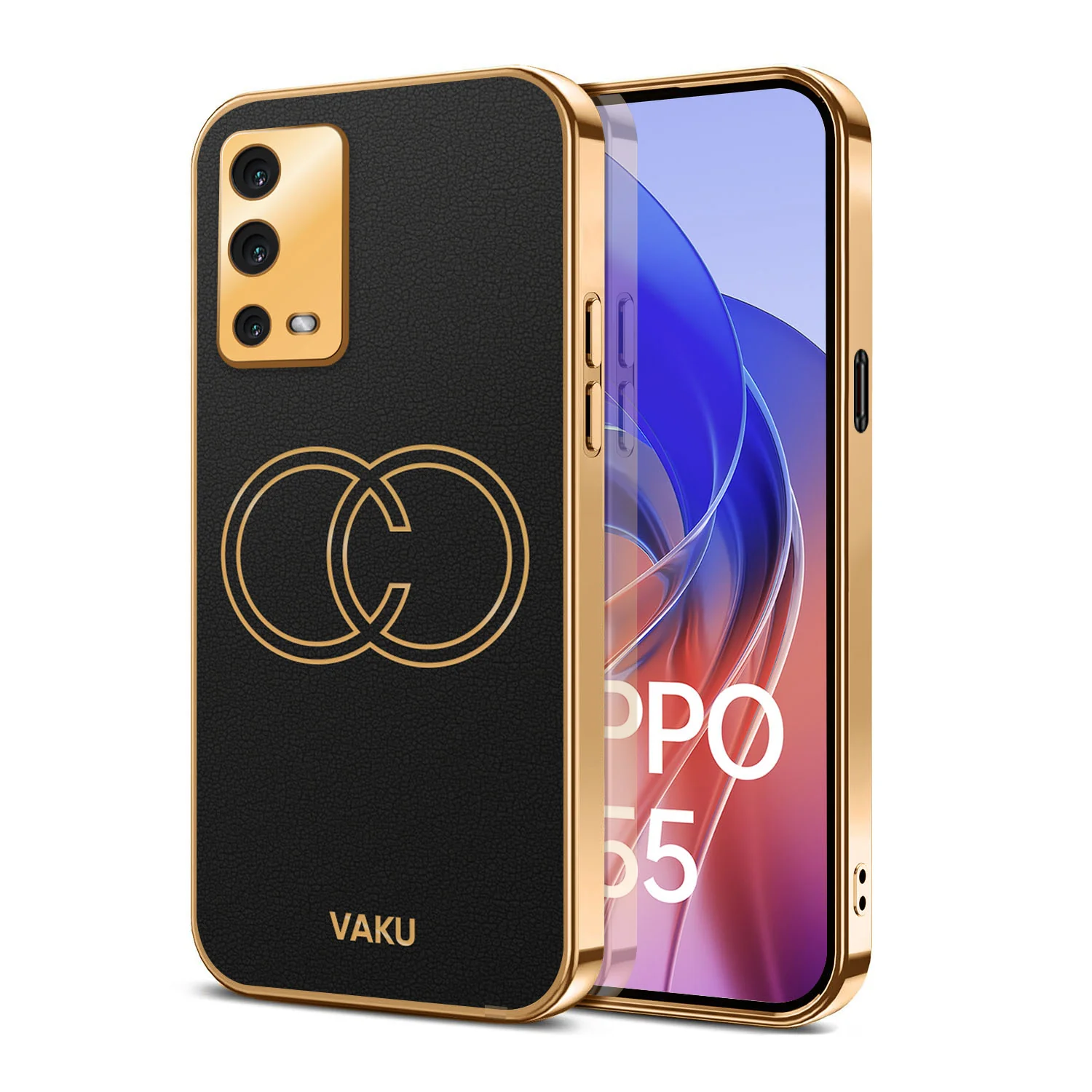 VakuĀ® Oppo A55 Skylar Leather Pattern Gold Electroplated Soft TPU Back Cover - Image 14