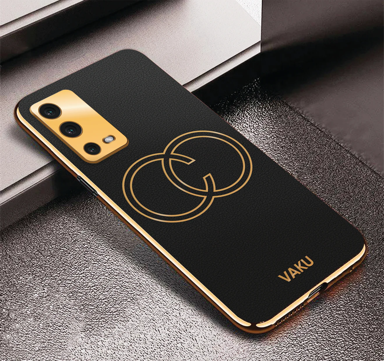 VakuĀ® Oppo A55 Skylar Leather Pattern Gold Electroplated Soft TPU Back Cover - Image 15