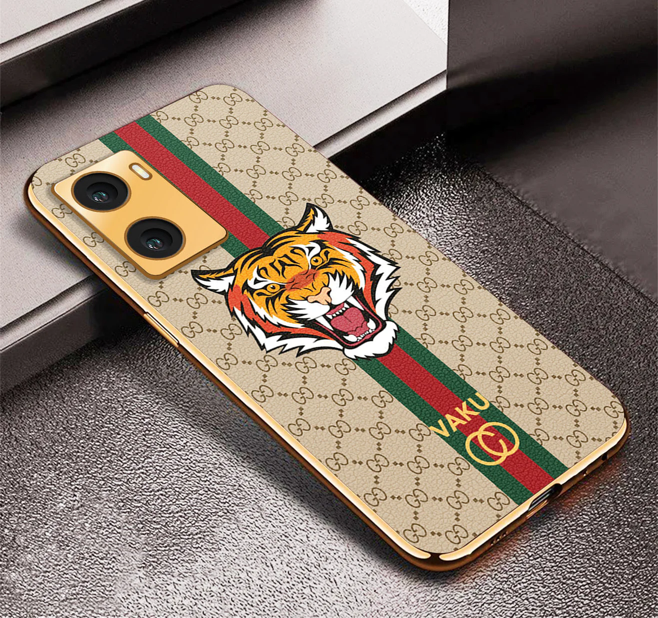 Vaku ® Oppo A57 4G Lynx Designer Leather Pattern Gold Electroplated Soft TPU Back Cover Case - Image 12