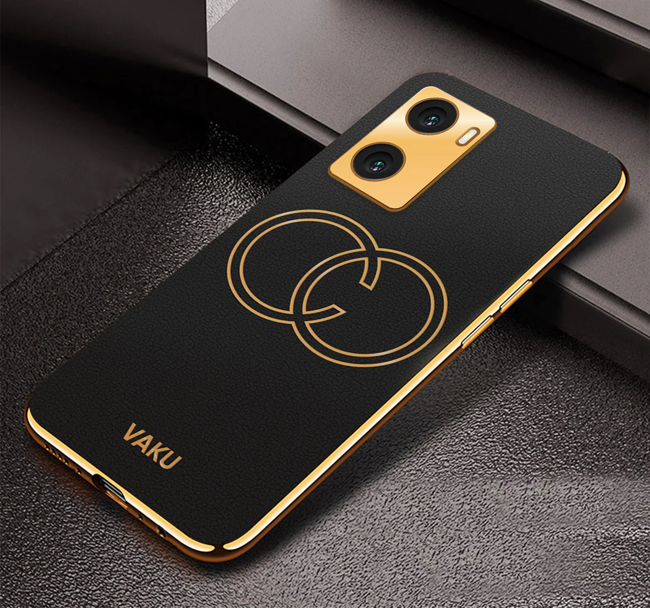 VakuĀ® Oppo A57 4G Skylar Leather Pattern Gold Electroplated Soft TPU Back Cover - Image 2