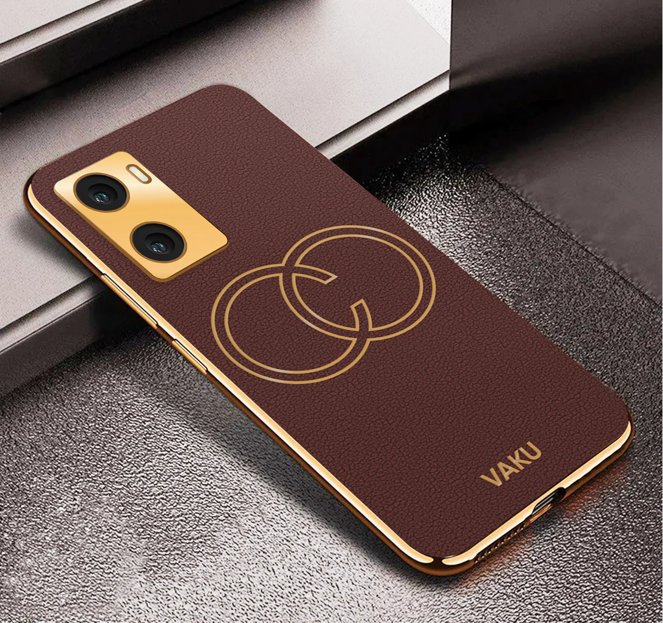 VakuĀ® Oppo A57 4G Skylar Leather Pattern Gold Electroplated Soft TPU Back Cover - Image 5