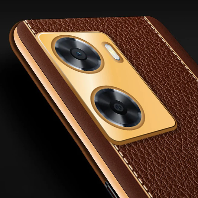 VakuĀ® Oppo A57 Luxemberg Series Leather Stitched Gold Electroplated Soft TPU Back Cover - Image 12