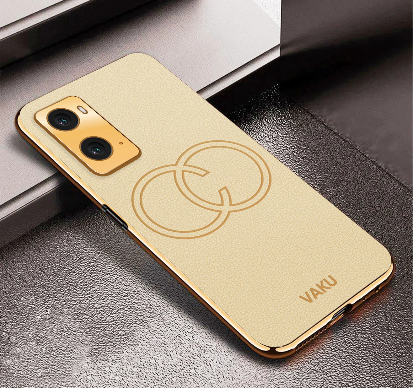 Vaku® Oppo A76 4G Skylar Leather Pattern Gold Electroplated Soft TPU Back Cover - Image 12
