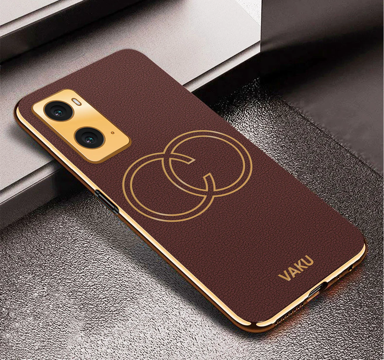 Vaku® Oppo A76 4G Skylar Leather Pattern Gold Electroplated Soft TPU Back Cover - Image 4