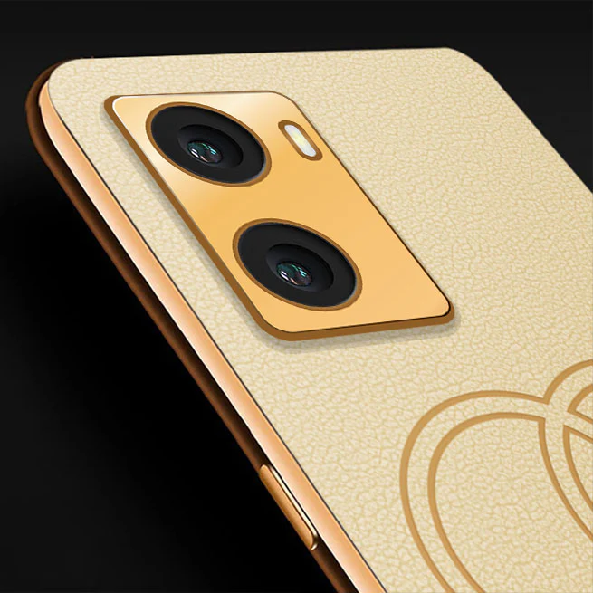 VakuĀ® Oppo A77 4G Skylar Series Leather Stitched Gold Electroplated Soft TPU Back Cover - Image 2