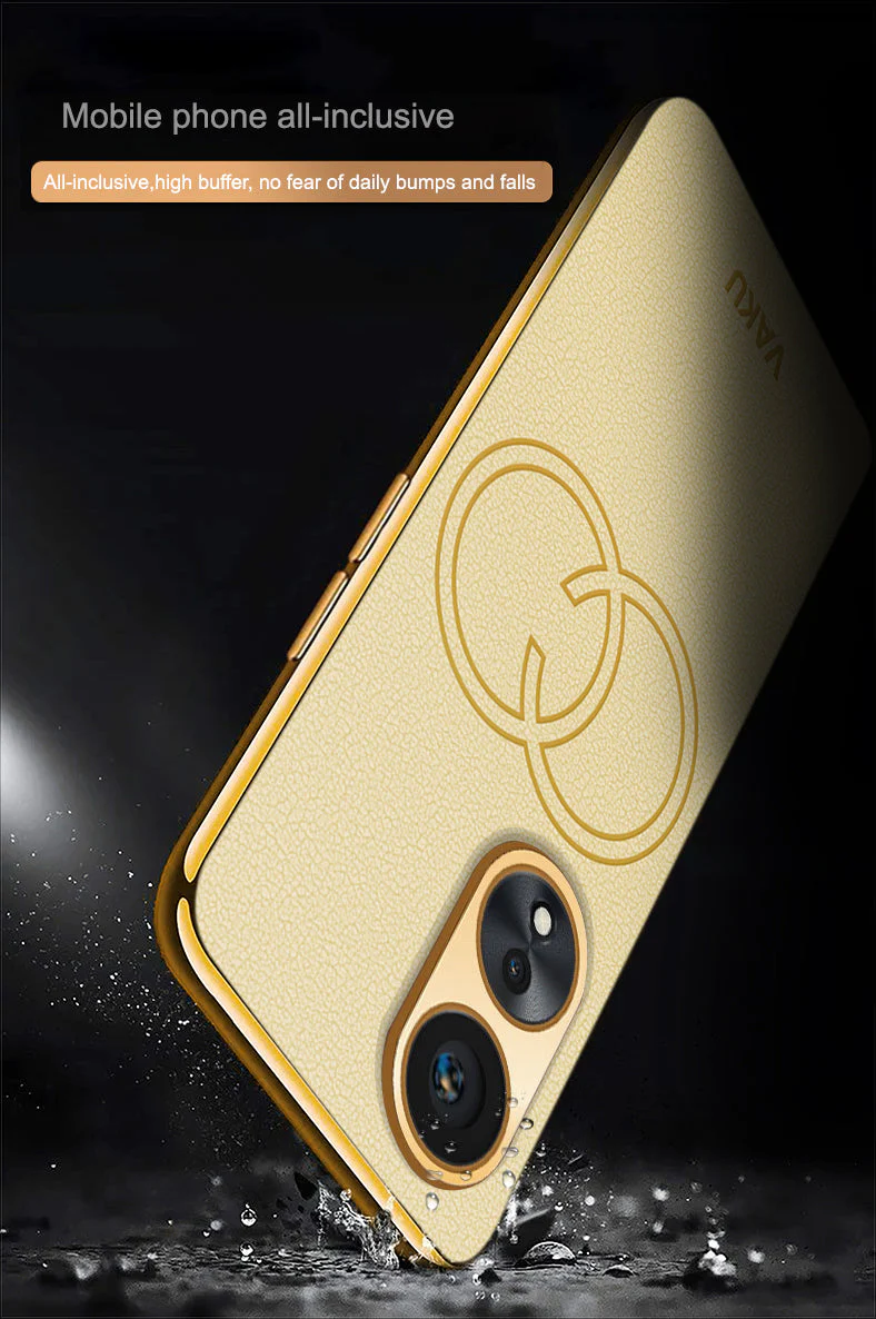VakuĀ® Oppo A78 5G Skylar Leather Pattern Gold Electroplated Soft TPU Back Cover - Image 14