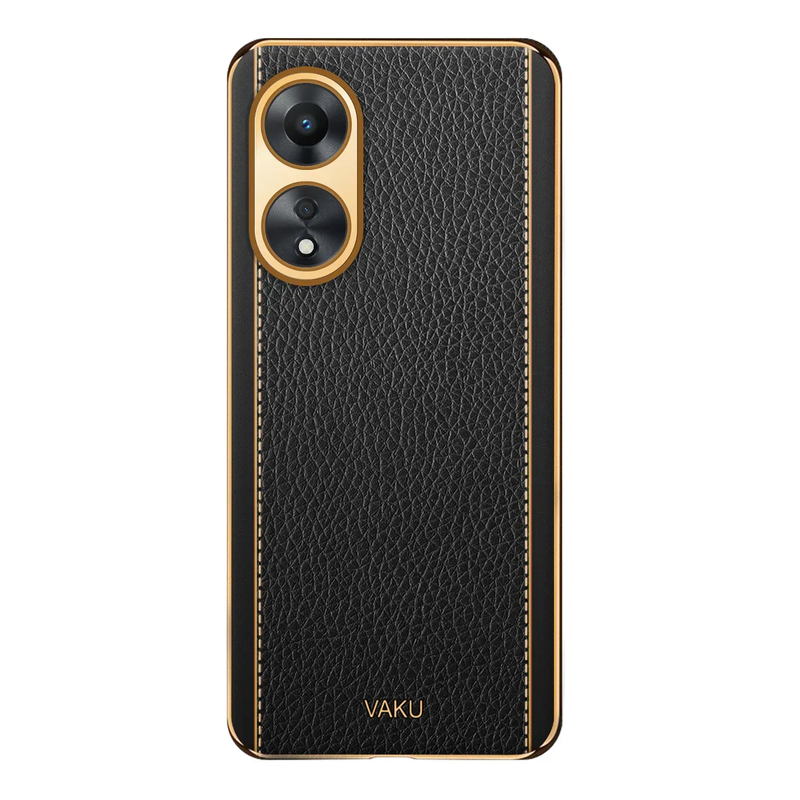 VakuĀ® Oppo A78 Luxemberg Series Leather Stitched Gold Electroplated Soft TPU Back Cover - Image 8