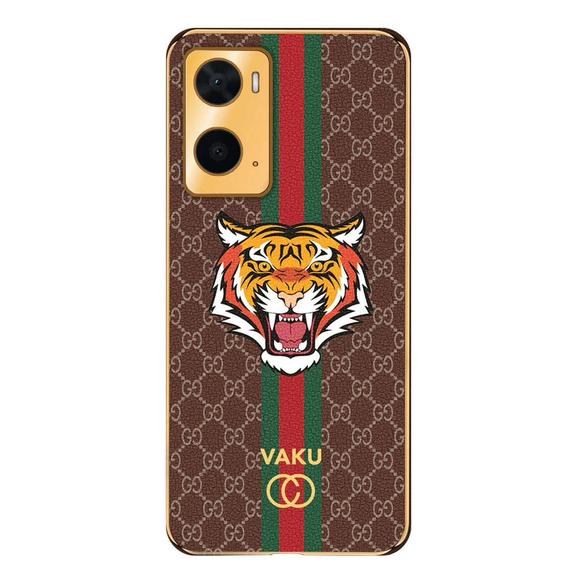VakuĀ® Oppo A96 Lynx Designer Leather Pattern Gold Electroplated Soft TPU Back Cover Case - Image 15