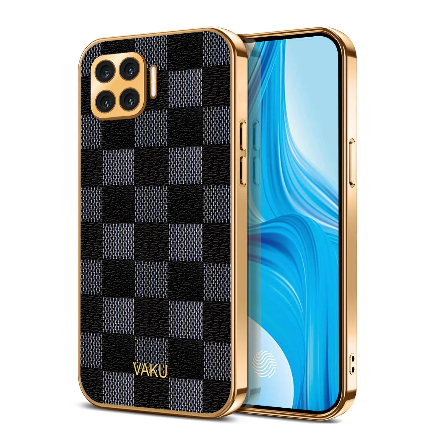 Vaku® Oppo F17 Pro Cheron Leather Electroplated Soft TPU Back Cover - Image 2