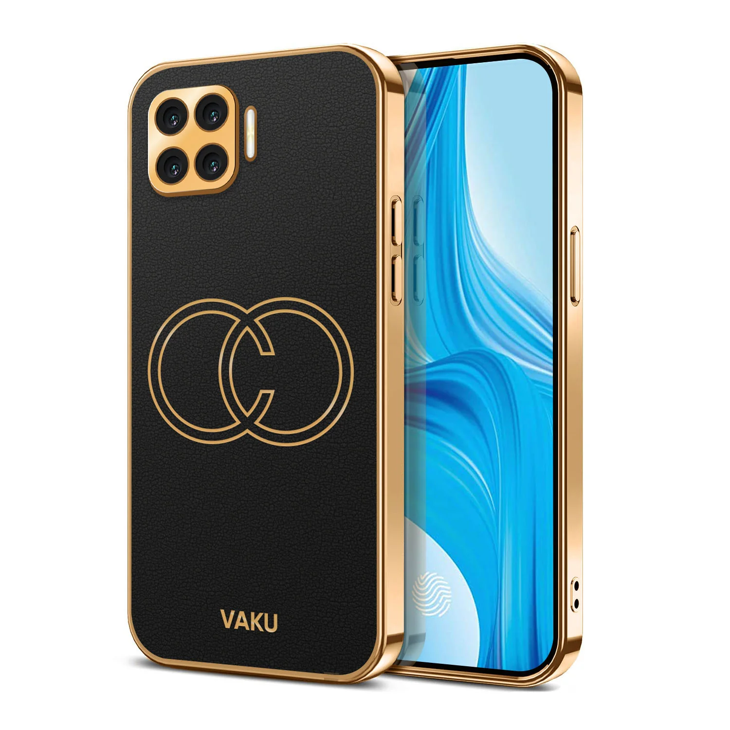 VakuĀ® Oppo F17 Pro Skylar Leather Pattern Gold Electroplated Soft TPU Back Cover - Image 10