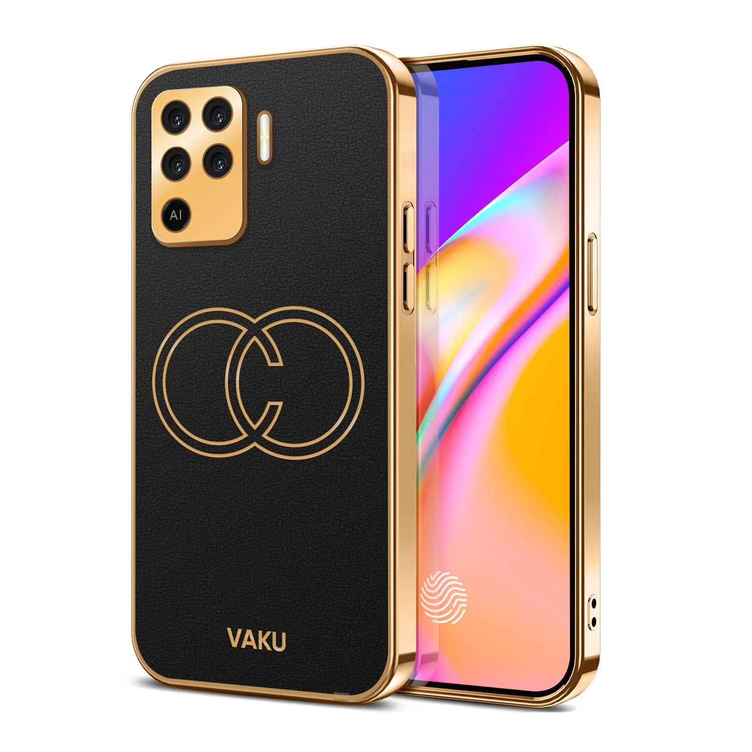 VakuĀ® Oppo F19 Pro Skylar Leather Pattern Gold Electroplated Soft TPU Back Cover - Image 12