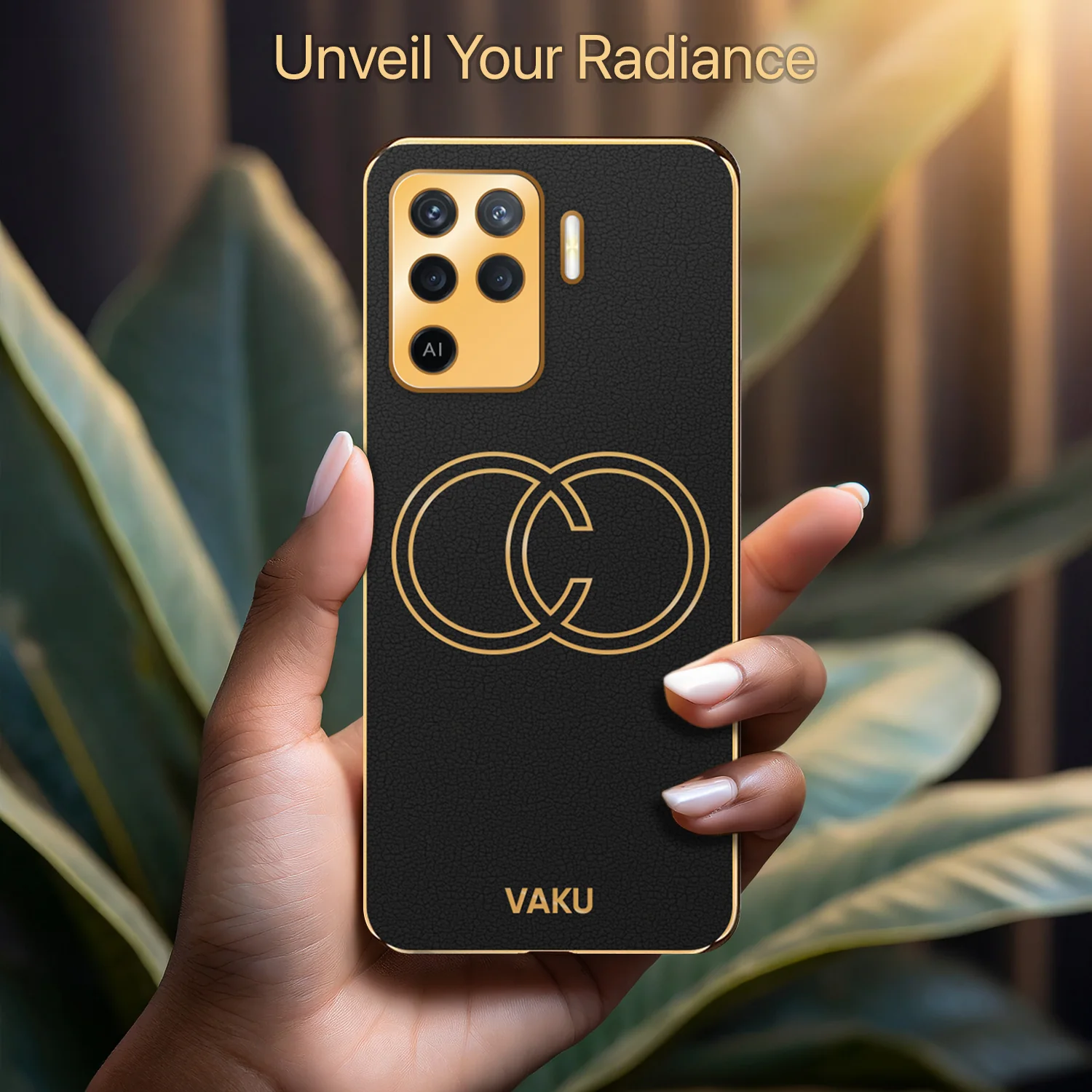 VakuĀ® Oppo F19 Pro Skylar Leather Pattern Gold Electroplated Soft TPU Back Cover - Image 13
