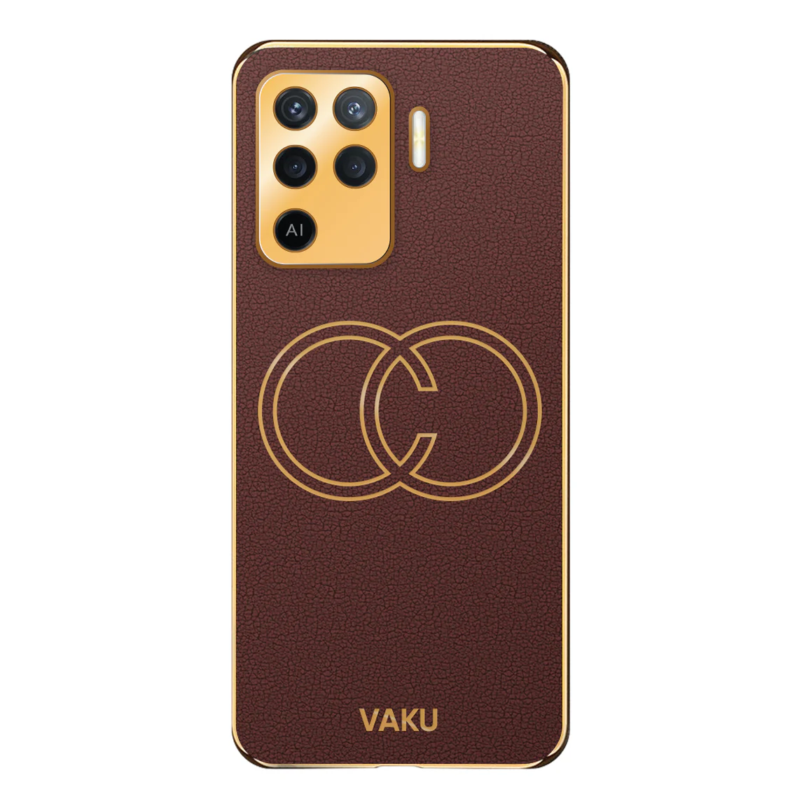 VakuĀ® Oppo F19 Pro Skylar Leather Pattern Gold Electroplated Soft TPU Back Cover - Image 11