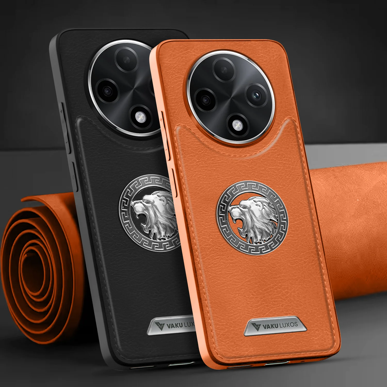 Vaku ® Oppo F27 Pro Plus 5G Regal Shield Metal Lion Engraved Leather Protective Back Cover - Image 8