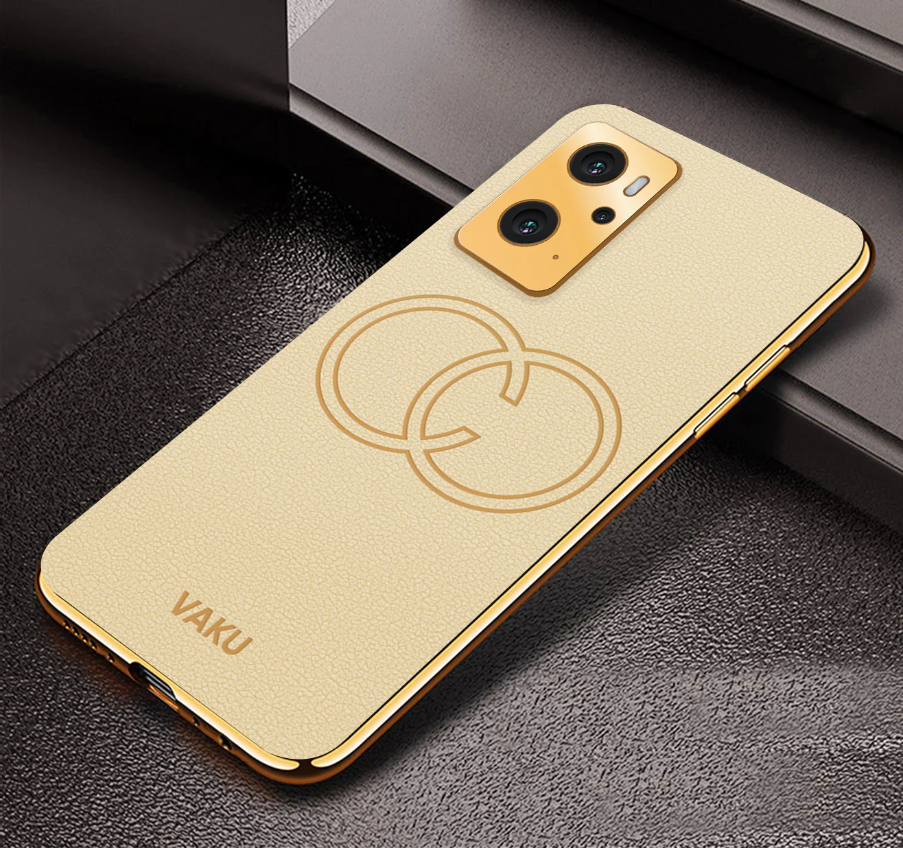VakuĀ® Oppo K10 4G Skylar Leather Pattern Gold Electroplated Soft TPU Back Cover