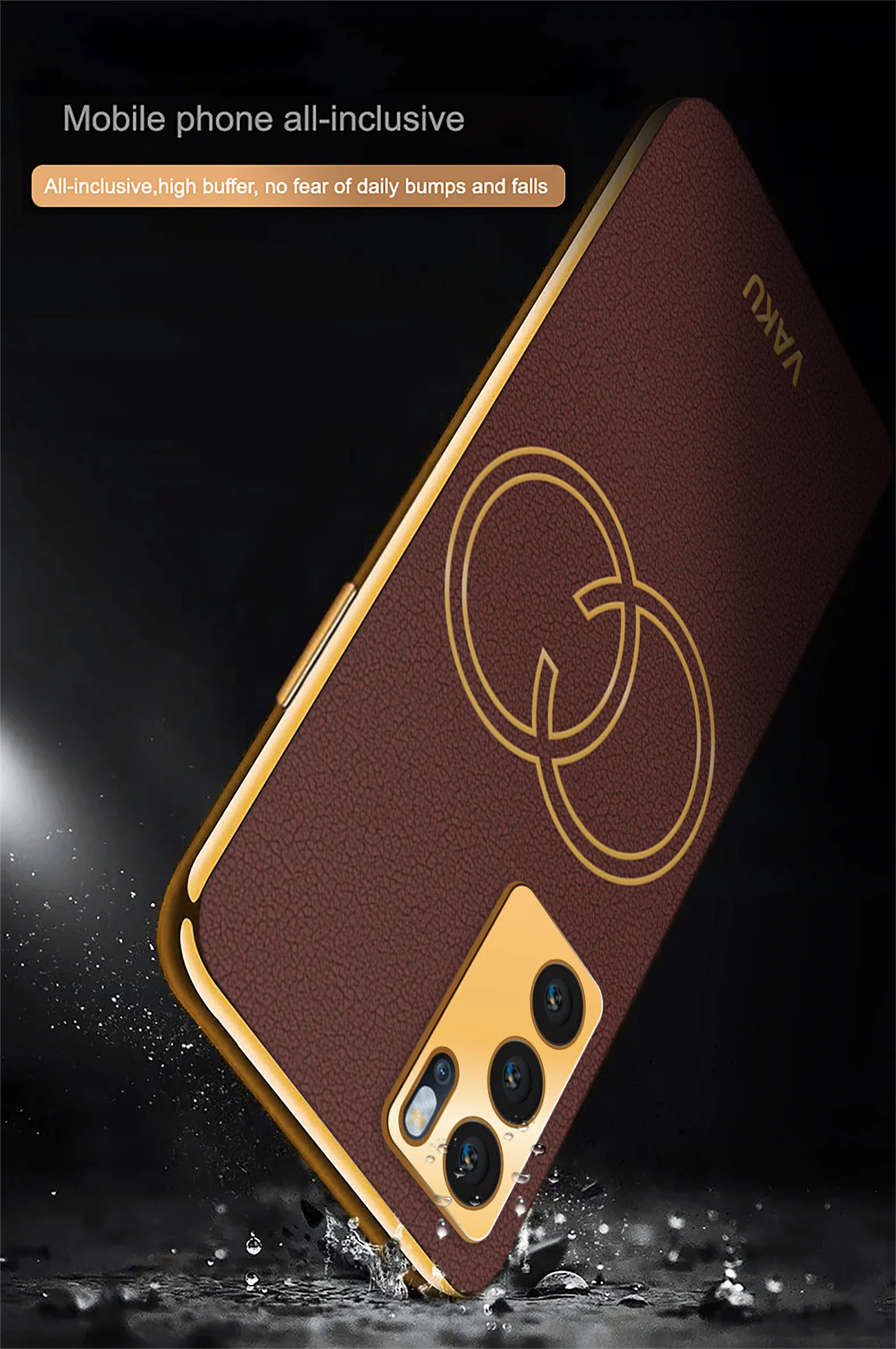 VakuĀ® Oppo Reno6 5G Skylar Leather Pattern Gold Electroplated Soft TPU Back Cover - Image 14