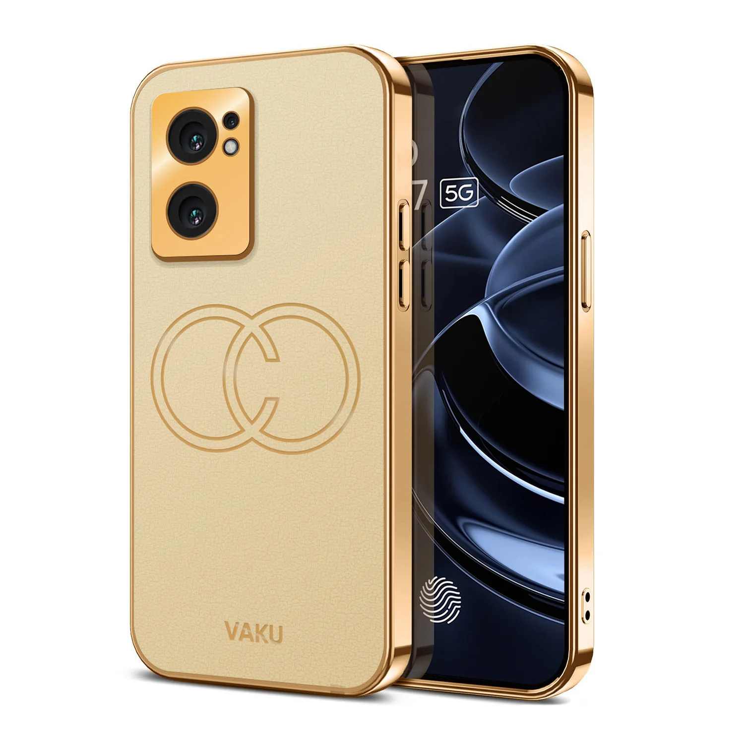 VakuĀ® Oppo Reno7 5G Skylar Leather Pattern Gold Electroplated Soft TPU Back Cover - Image 11